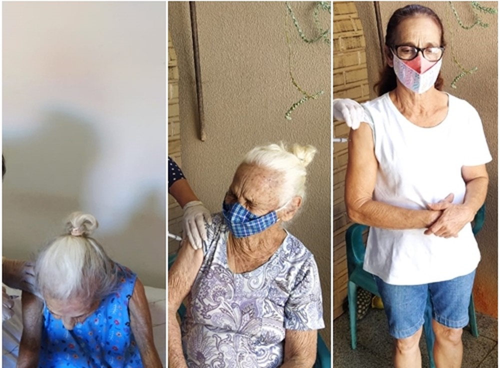 Francisca Pinheiro, de 66 anos, que atua como cuidadora de idosos, foi a terceira a ser vacinada em Fernandópolis